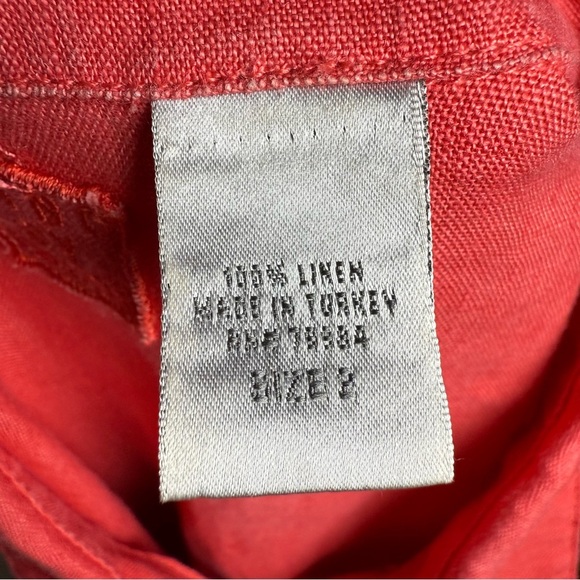Chico’s Lino 100% Linen Shirt Coral Button Front Collared Top Size 2 Large - Picture 6 of 6